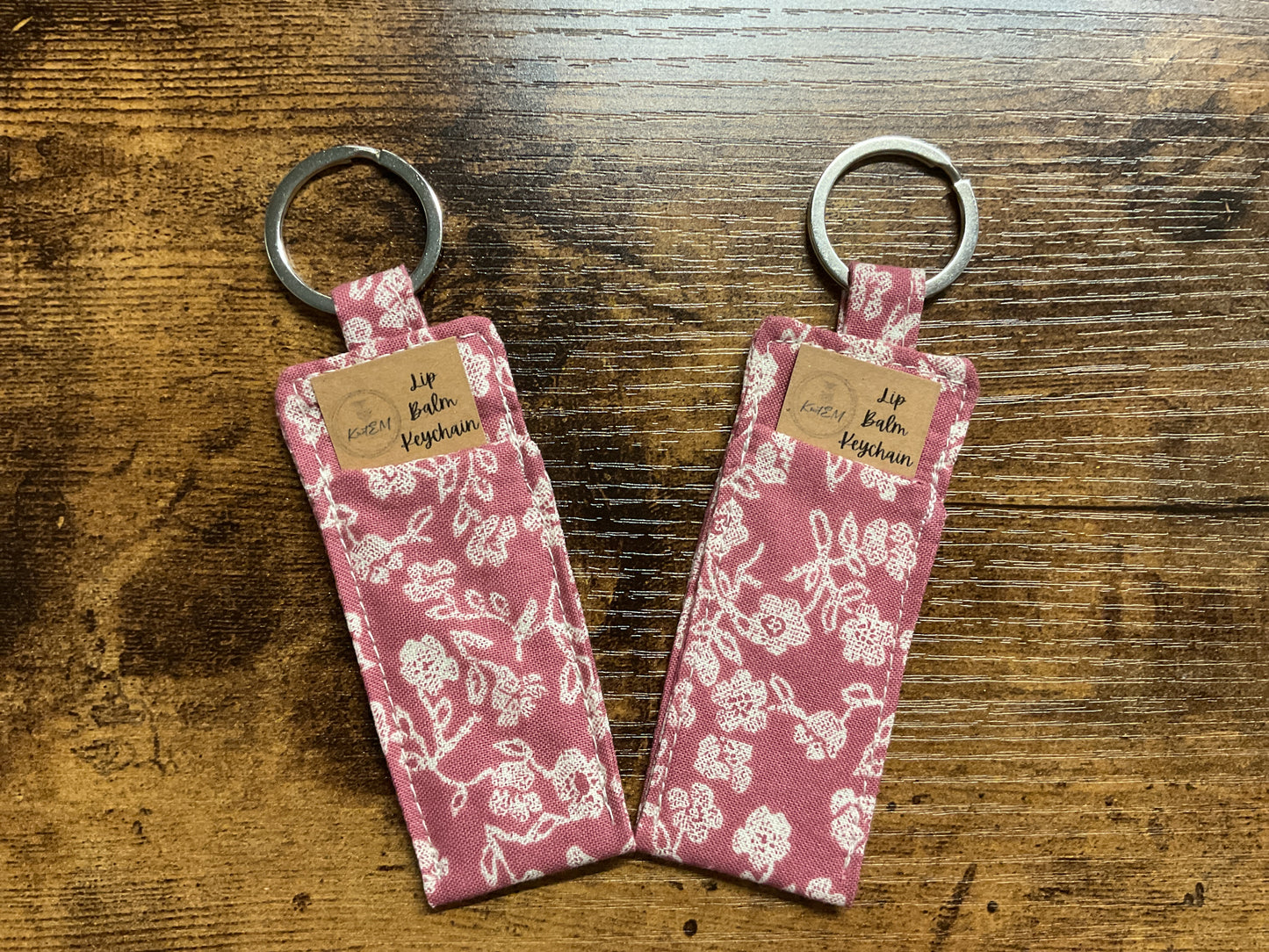 Mauve Floral Lip Balm Keychain