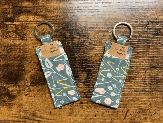 Sage Floral Lip Balm Keychain