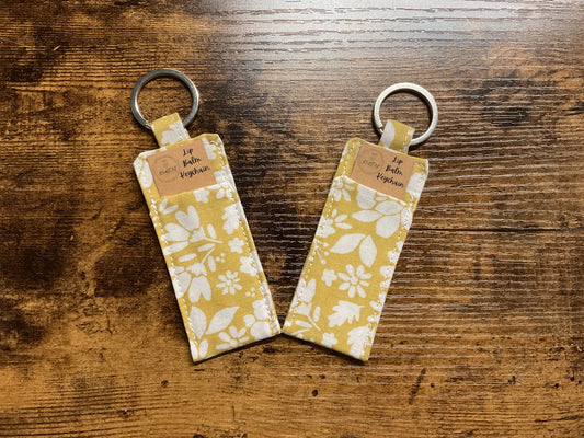Mustard Floral Lip Balm Keychain