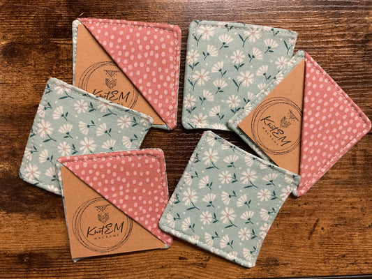Corner Bookmark- Teal Daisy/Pink