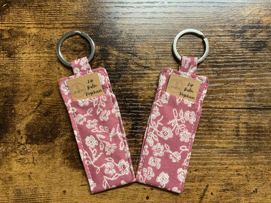 Mauve Floral Lip Balm Keychain